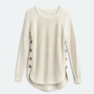Side Button Cotton Sweater